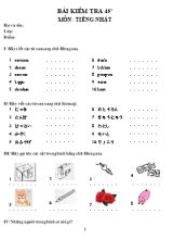 Bài kiểm tra 45 phút môn Tiếng Nhật Lớp 6